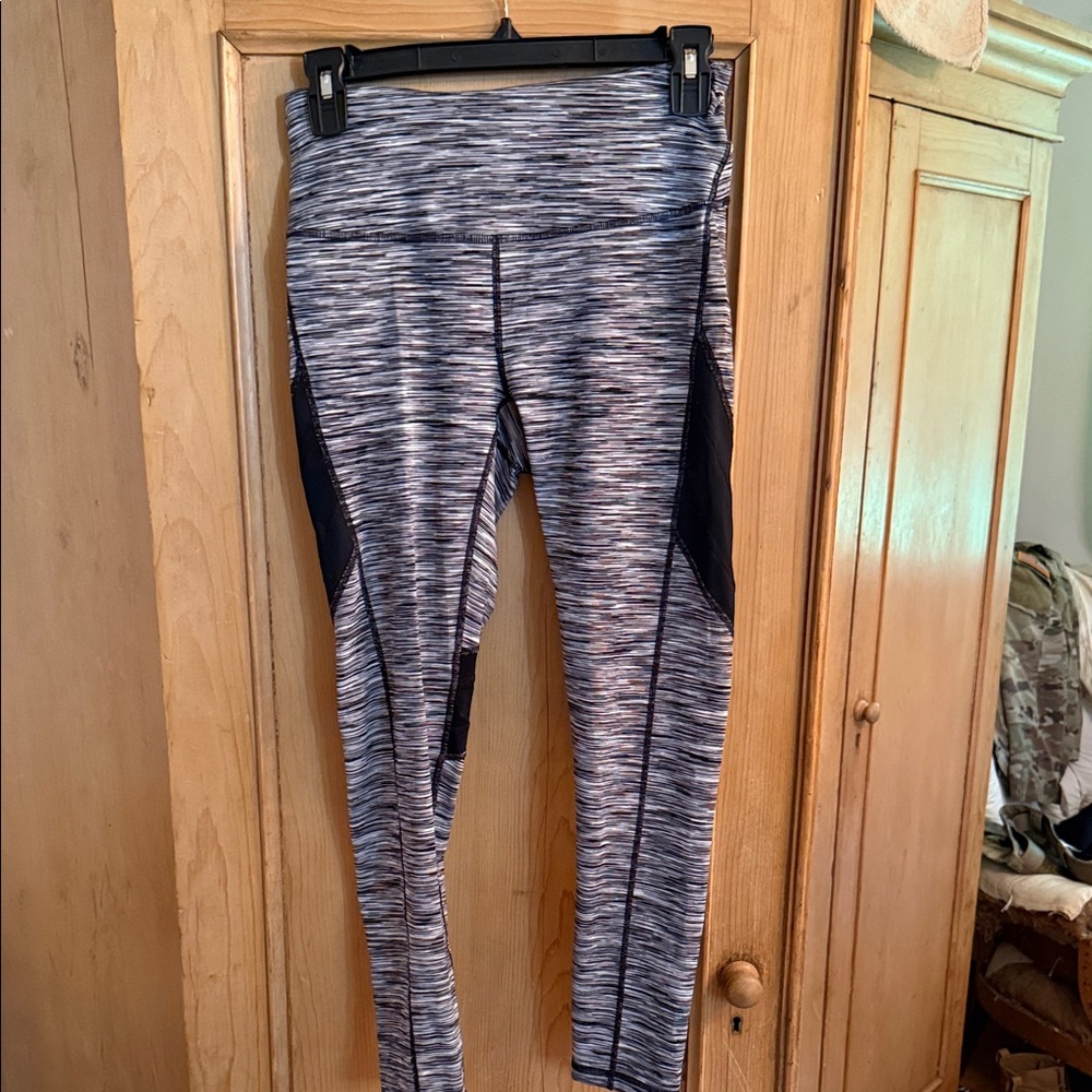 Zella Black and White Striped Leggings